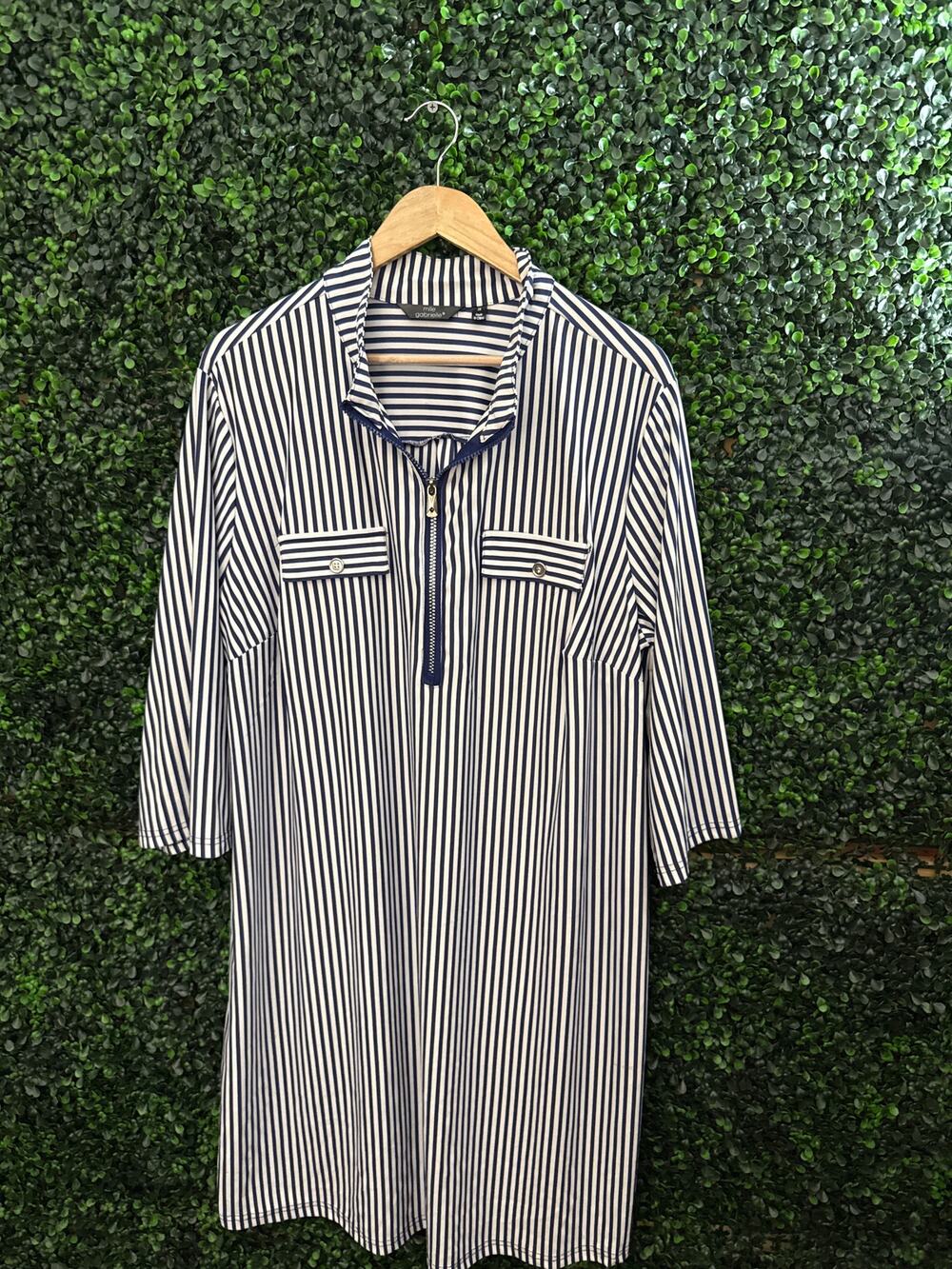 Mlle Gabrielle Plus, Dress, Blue and White, Women’s Size 2X Casual, Comfortable